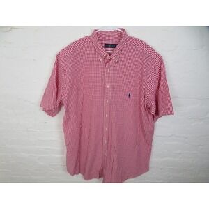 Ralph Lauren Shirt Mens 2XLT Red White Gingham Check Button Down Short Sleeve